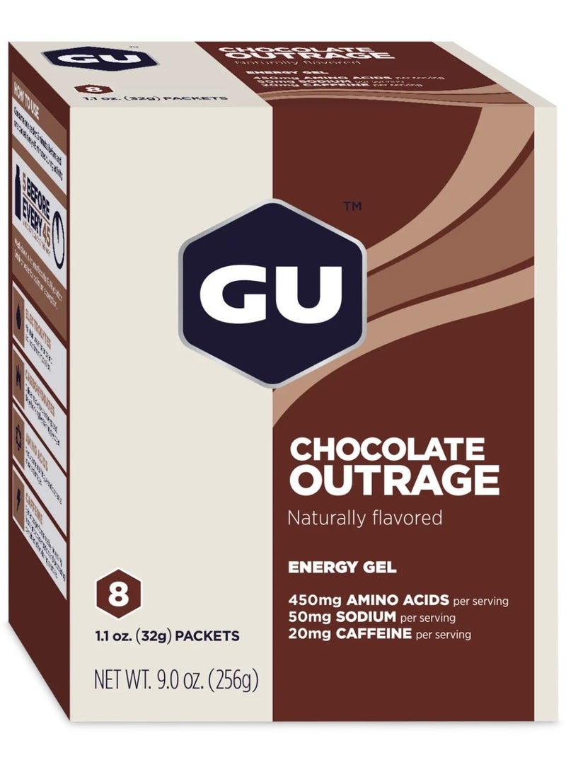 GU Chocolate Outrage Naturally Flavored, Energy Gel, 8 Packets each 1.1 oz (32g) - Image 3